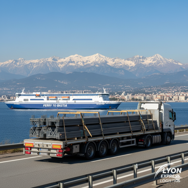 Transport express matériaux volumineux depuis Lyon vers Bastia : devis immédiat et livraison rapide des gros colis en Corse